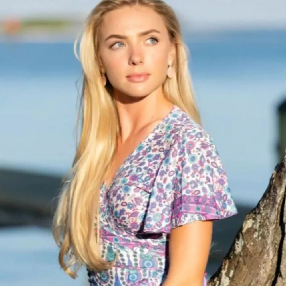 NWT Walker & Wade Wisteria Lavender Floral Crop Tie Top - Picture 3 of 3